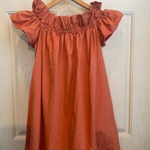 Free People Coral Micro Mini Dress Top Size SM Smocked Dress With Pockets Mini